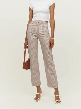 Reformation Cowboy Striped High Rise Straight Jeans - NWT size 30